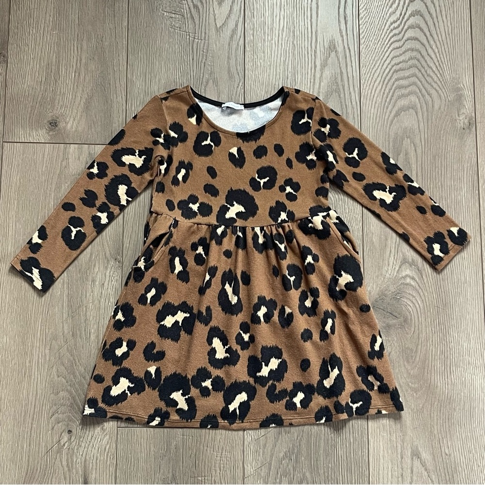 Little Rangos Leopard Print 4T Long Sleeve Dress